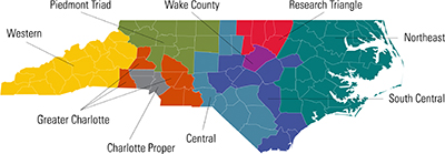 Map of North Carolina RM Regions